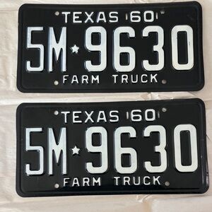 Vintage 1960 Texas Farm Truck license plates New, Un-issued